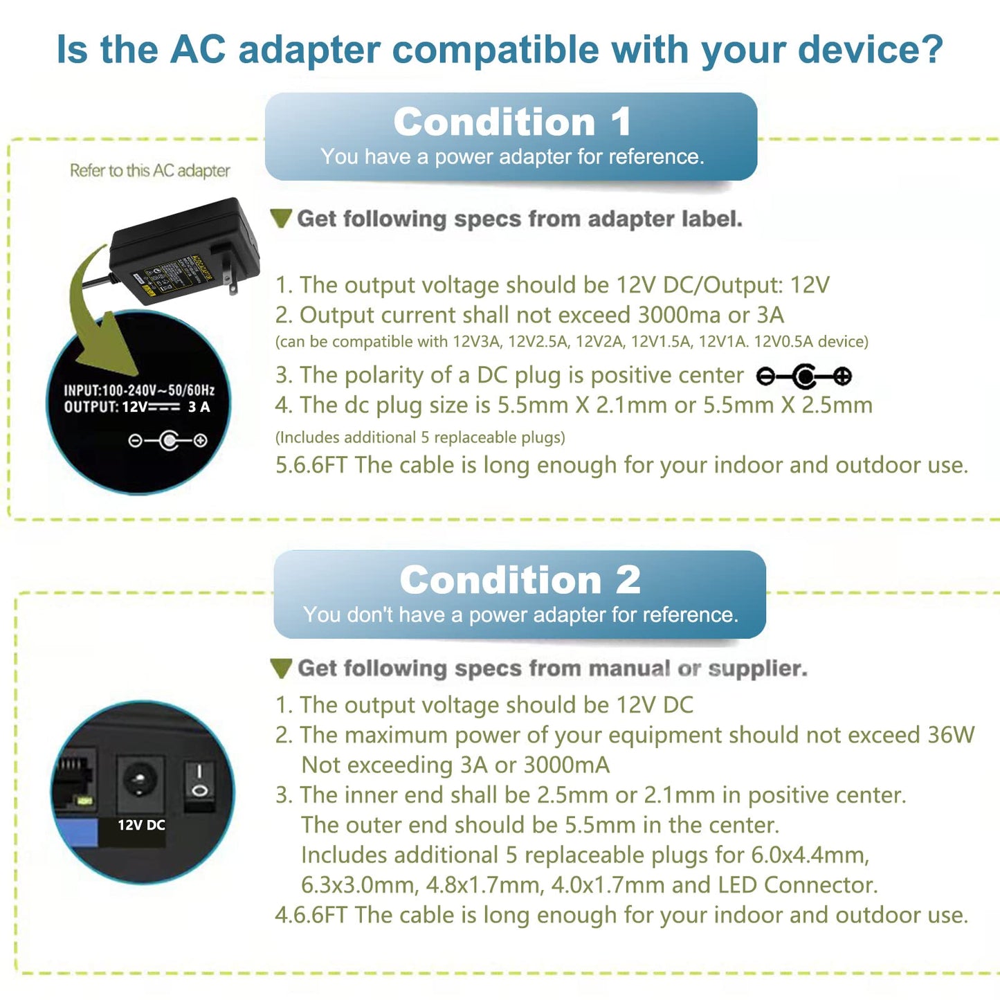 12V 3A Adapter Power Supply Cord Fit for DOSS SoundBox XL, Braven BRV-X BRVX BRVXGWB BRVXBBB 805 1100 BRV-HD Bluetooth Speaker, Bose Companion 2