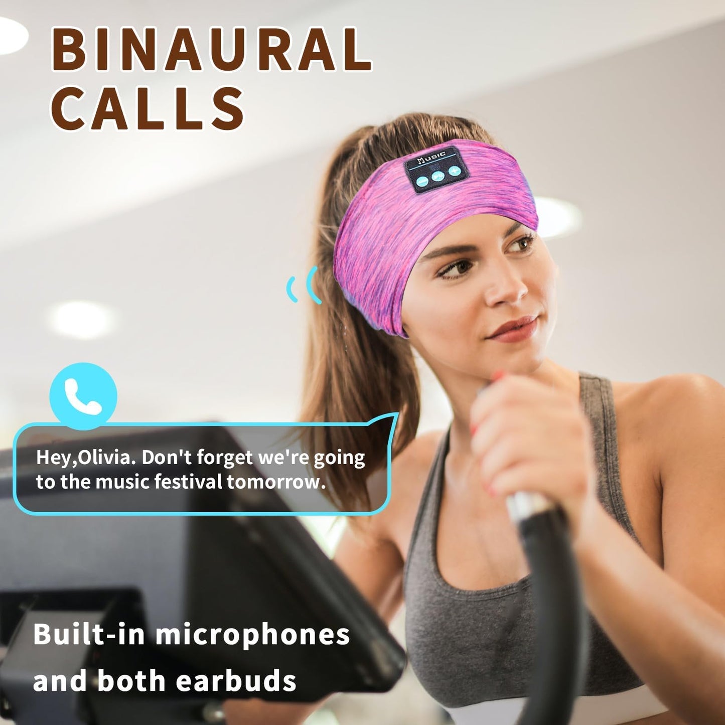 SANNWEEN Wireless Sleep Headphones for Women - Bluetooth Headband for Side Sleepers with Adjustable Headband (Rose Red)