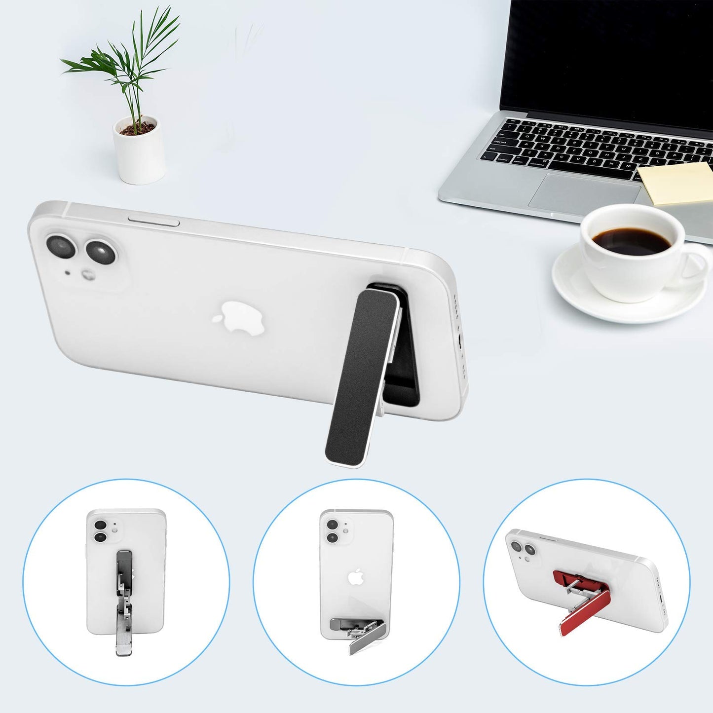 DWTB Phone Kickstand,Multi-Angle Aluminum Cell Phone Kickstand Attachment(Adjustable Angle)(Vertical and Horizontal Stand) Black