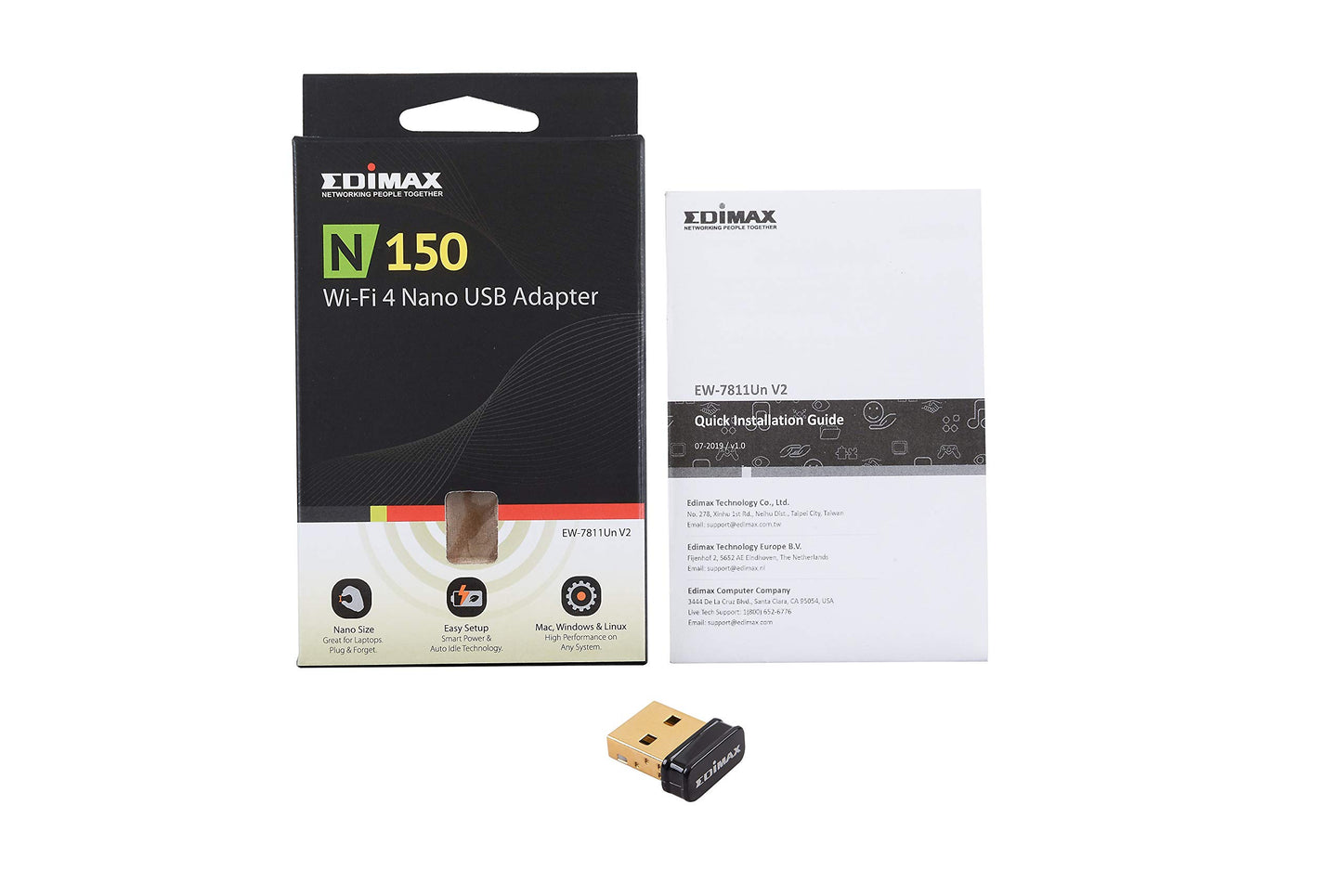 Edimax Wi-Fi 4 802.11n Adapter for PC N150 Nano USB Adapter, 150Mbps, Smallest Wi-Fi 4 Dongle, Win 11 Plug-n-Play, Linux: Ubuntu/Mint Plug-n-Play