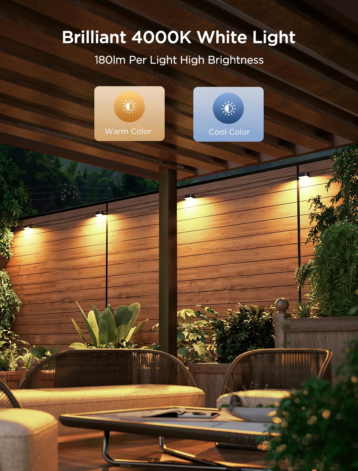 Govee Outdoor Deck Lights, RGBIC Outdoor Lights with 4000K White Light, IP65 Smart Fence Lights with App Control, Voice Control, LED Path Light