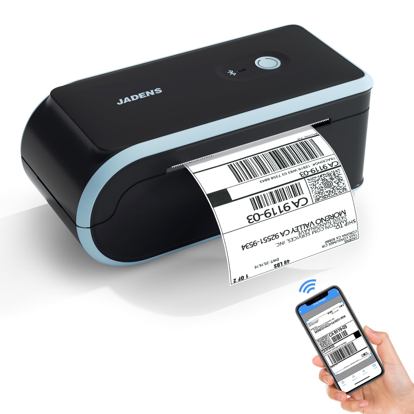 JADENS Bluetooth Thermal Label Printer, Wireless Label Printer with Built-in Paper Bin, Compatible with iOS, Android, Windows, Mac, Chromebook, Widely