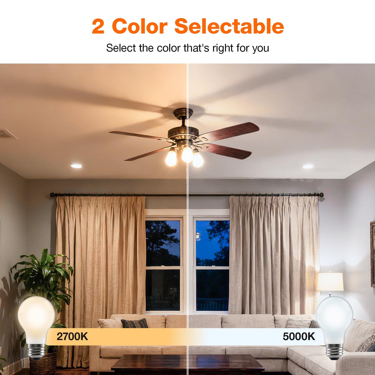 Sylvania LED TruWave Natural Series Ceiling Fan / Fixture Light Bulb, 40W A15 Soft White Medium Base, Dimmable, Frosted - 2 Pack