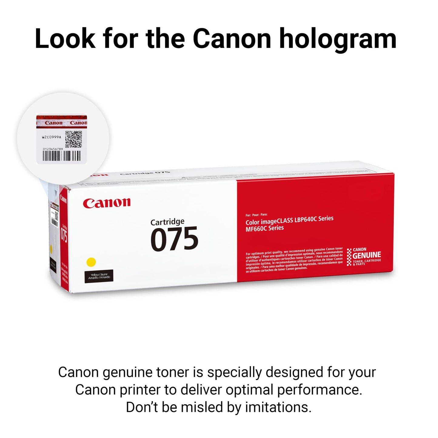 Canon Genuine 075 Yellow Toner Cartridge Compatible with MF660 Series and LBP640 Series Laser Printers