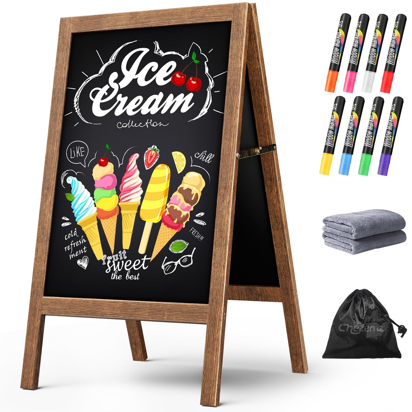 Chezerra A Frame Chalkboard Sign, 40"x20", Brown