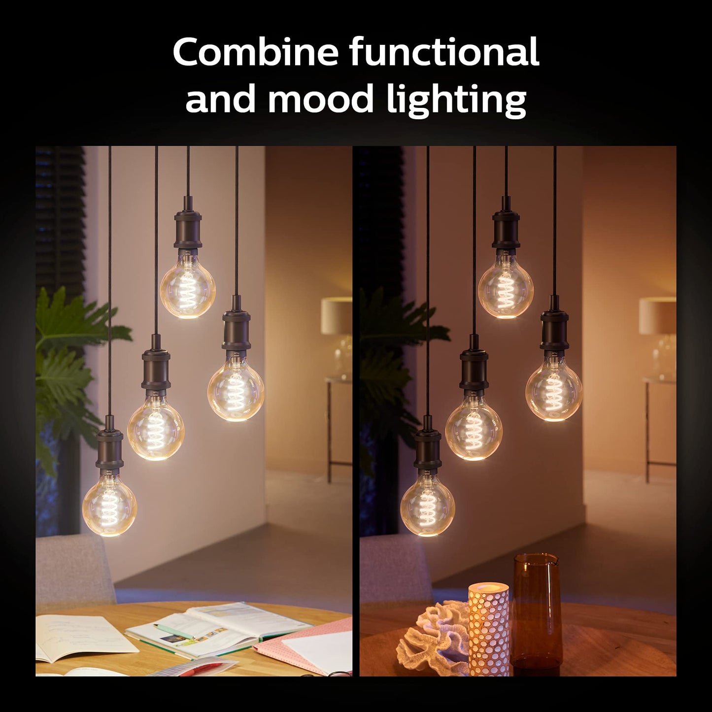 Philips Hue Smart 60W G25 Filament LED Bulb - White Ambiance Warm-to-Cool White Light - 2 Pack - 550LM - E26 - Indoor - Control with Hue App - Works