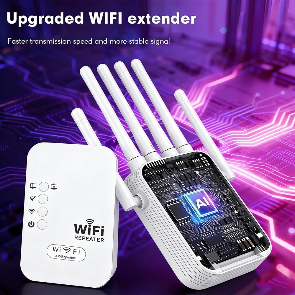 2026 WiFi Extender Signal Booster for Home,Long Range WiFi Booster and Signal Amplifier w/Ethernet Port,9800sq.ft Wireless Internet Repeater,1200M