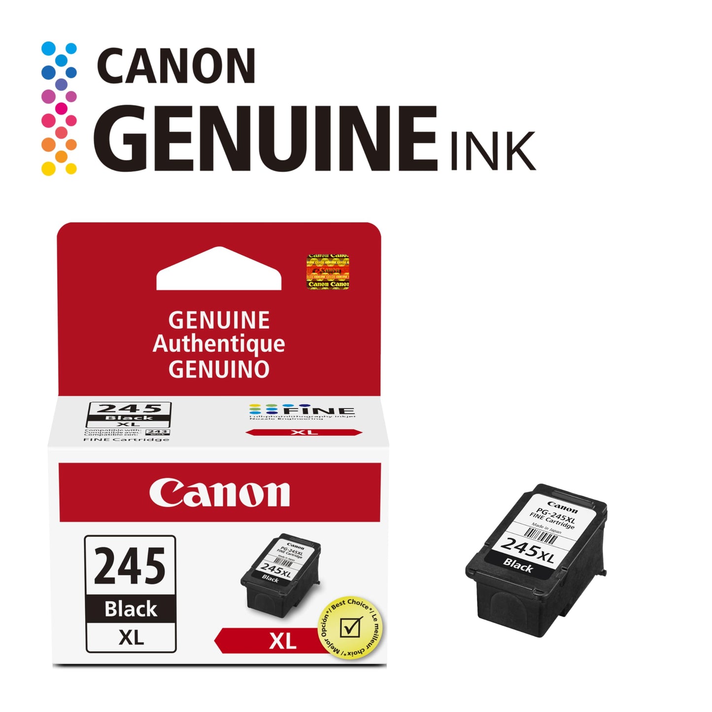 Canon PG-245 XL Genuine Black Ink Cartridge, Compatible with iP2820, MG2420/2924/2920/3020/2522/2525, MX492, TS3120/302/302a/202/202a/4520/3320