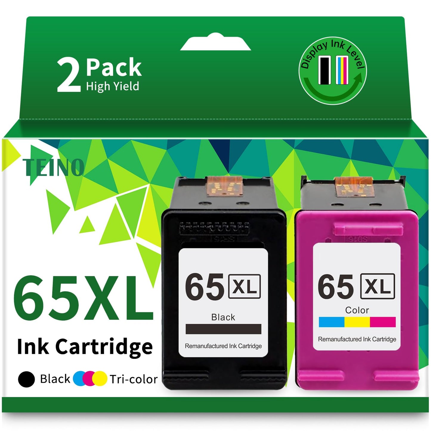 TEINO Remanufactured Ink Cartridge Replacement for HP 65 65XL 65 XL use with HP Envy 5055 5052 5058 DeskJet 3755 2655 3752 3720 3722 3723 3758 2652