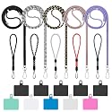 Tsocent Cell Phone Lanyard, Universal 5× Phone Crossbody Lanyard for Around the Neck, 5× Wrist Phone Strap and 10× Mixed Colors Patch Compatible