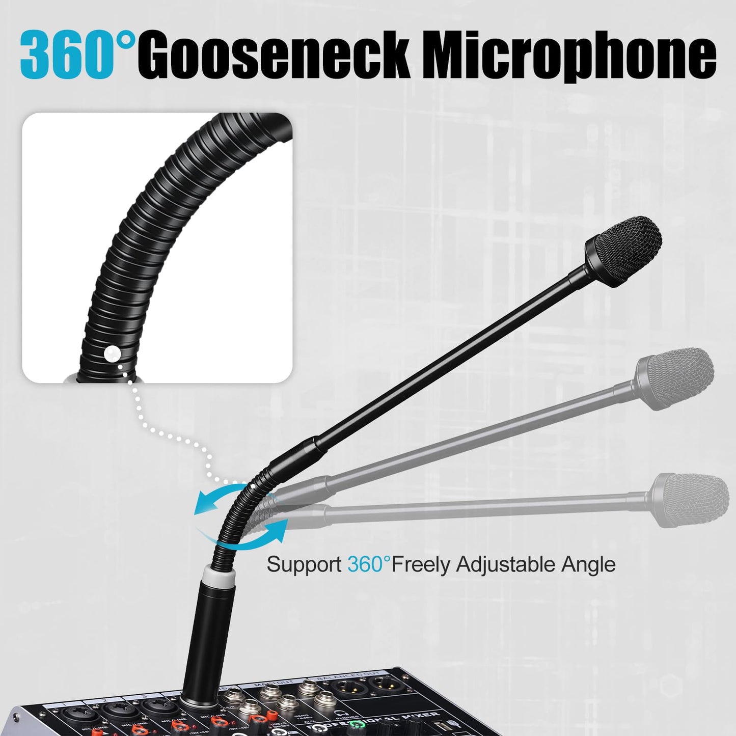 Dynamic Gooseneck Microphone, Professional XLR Wired Dynamic Microphone With 360-Degree Rotation And Flexibility. DJ Microphone Suitable For Audio