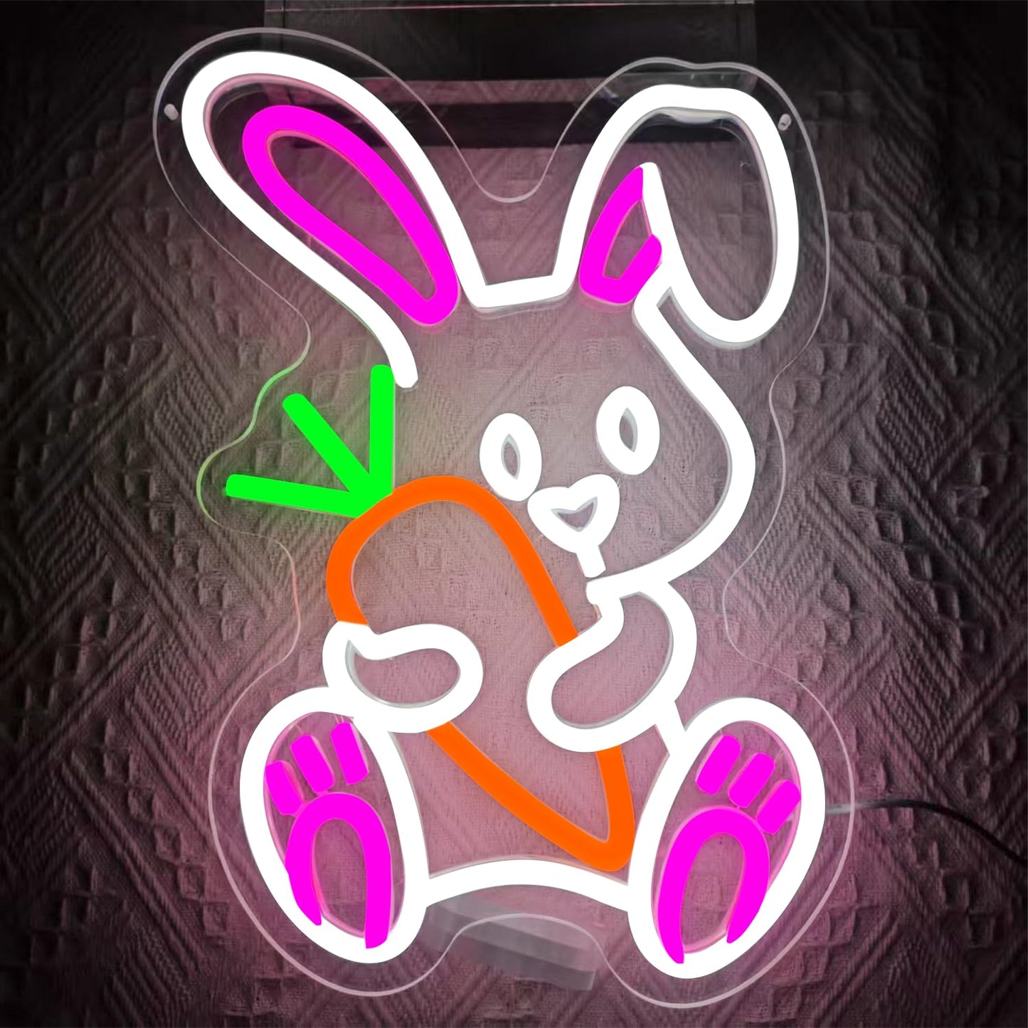 Easter Neon Sign for Wall Decor Bunny Neon Light Carrot Led Sign Carrot Rabbit Neon Neon Light Up Sign for Party Wall Decoration Home Room Children'S