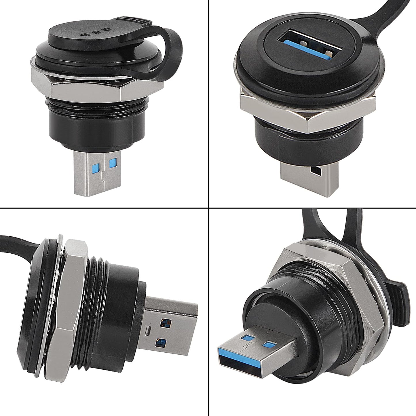 DORHEA 1Pcs USB 3.0 Male to Female Extension Cable Adapter Panel Mount Connector for High-Speed Data Transfer Charging 5Gbps, USB-A 3.0 Extender