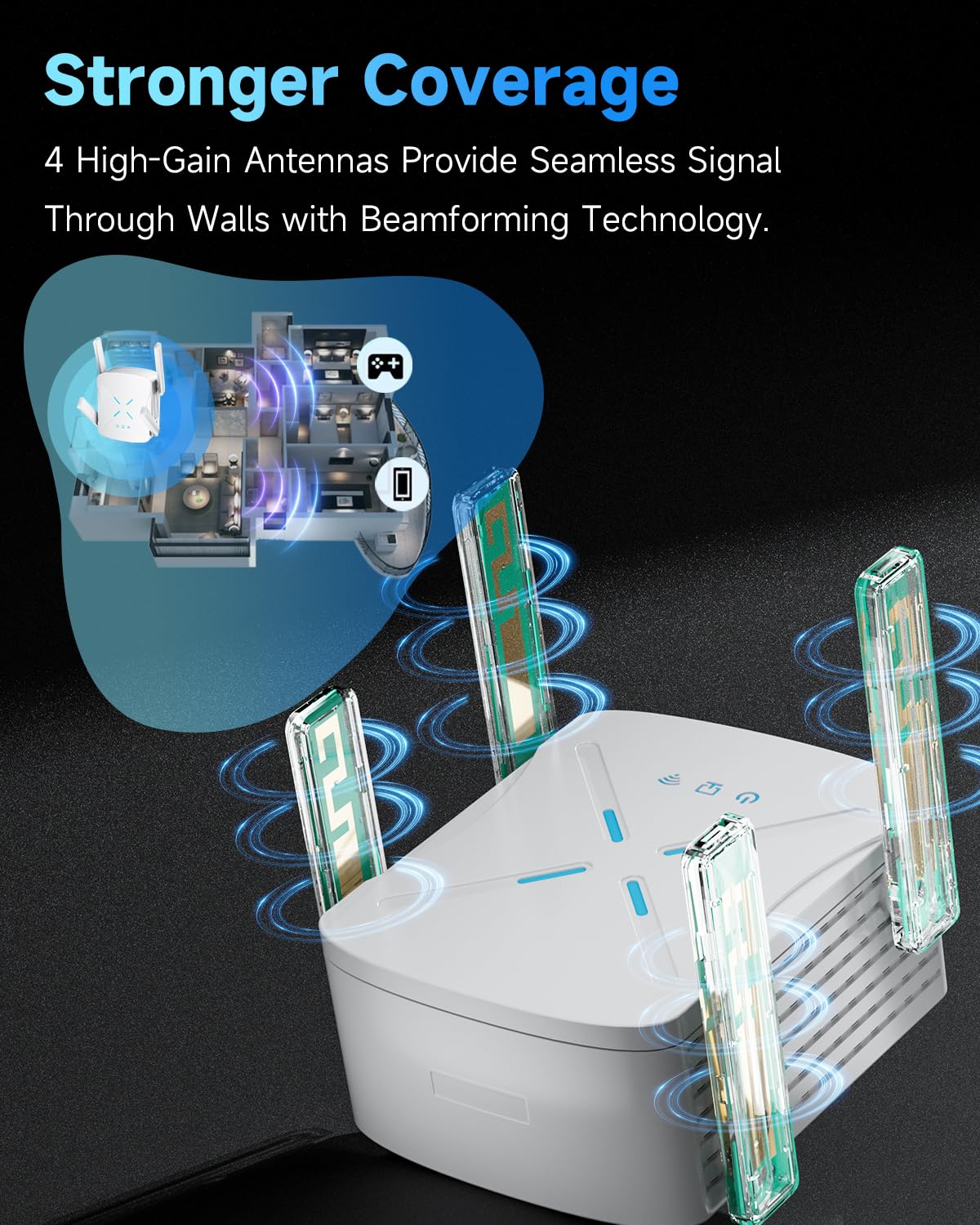 2026 WiFi Extender, New Gen Wi-Fi 6 Signal Booster Range up to 18,888 sq.ft for Home, Dual-Band Internet Extender WiFi Booster w/Gigabit Ethernet