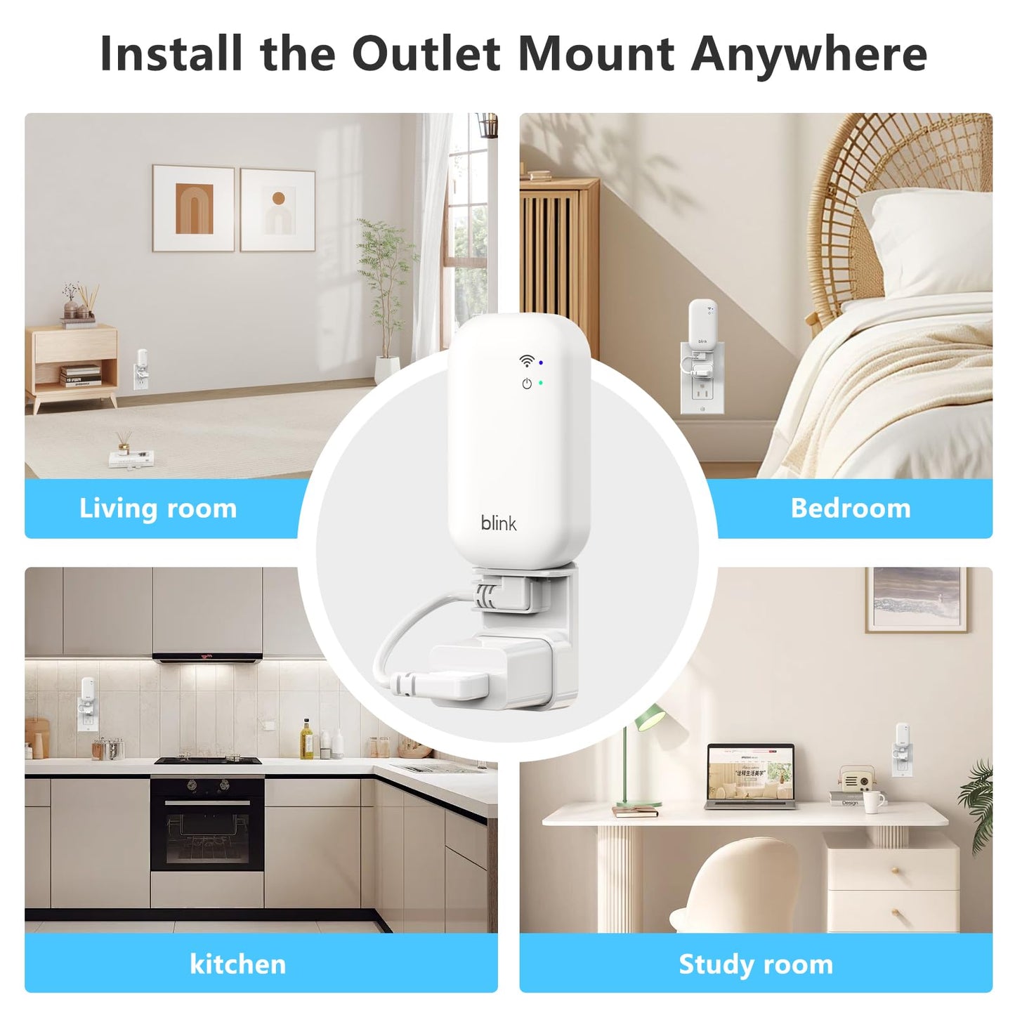 All-New Blink Sync Module Outlet Mount, Compatible with Blink Sync Module Core/2/XR, Space-Saving & No-Drill Bracket for Blink Indoor Outdoor Security