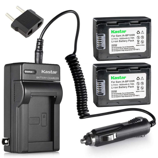 Kastar Battery 2X and Charger for Samsung IA-BP105R IA-BP210R, Samsung HMX-F90 HMX-F90BN HMX-F90WN HMX-F91 SMX-F400 SMX-F500 SMX-F501 SMX-F530