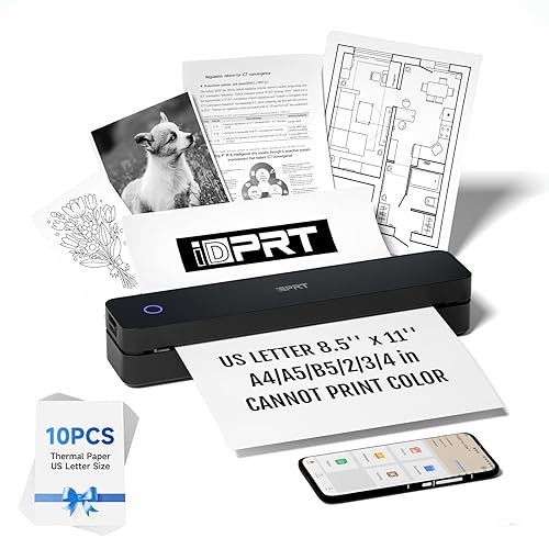 iDPRT Portable Thermal Printer, MT610 Pro Wireless for Travel, 300 DPI Bluetooth Inkless Printer Support 8.5" X 11" US Letter Thermal Paper for Home