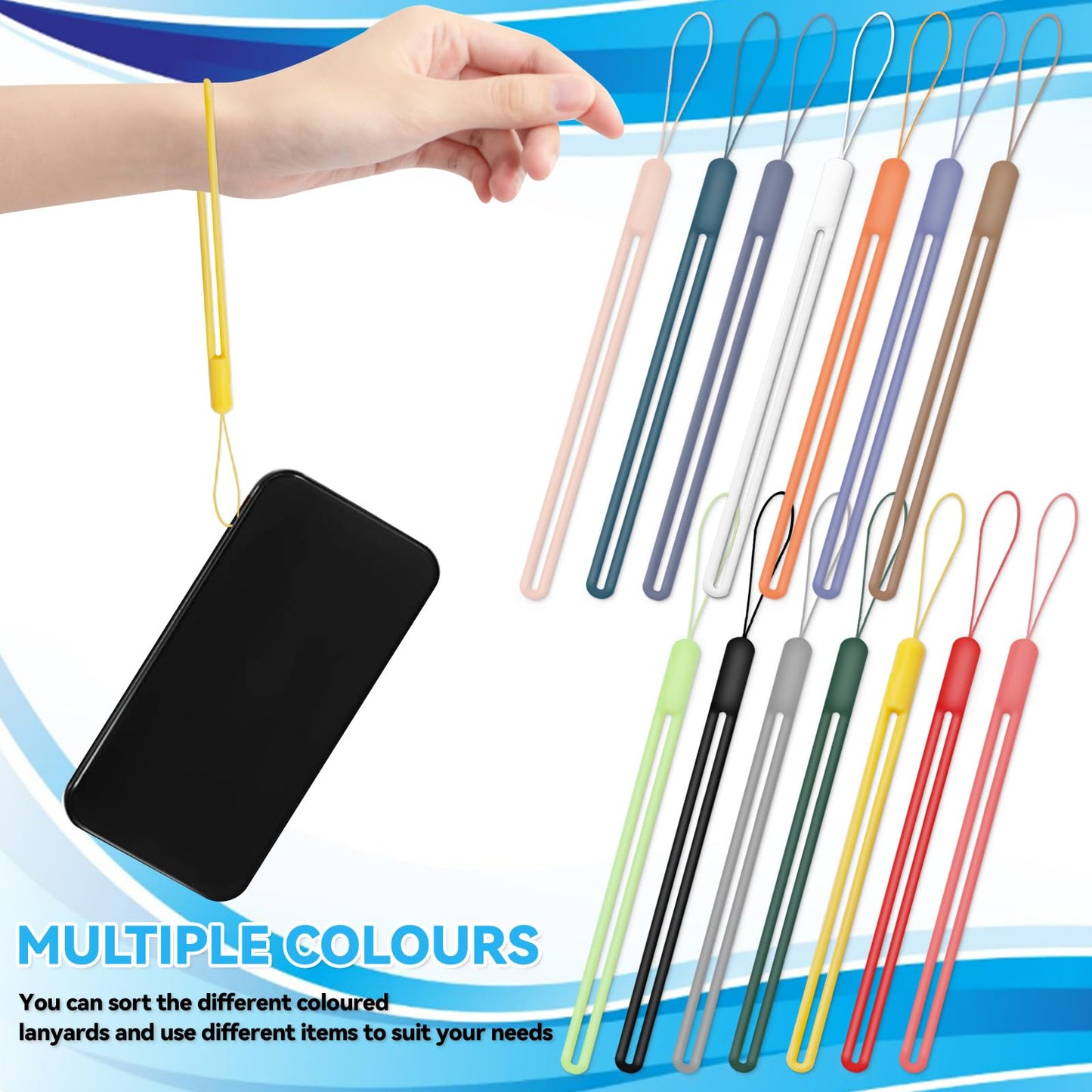 Binxus 28 Pcs Multicolor Silicone Wrist Lanyard, Keychain, Phone Camera Accessory