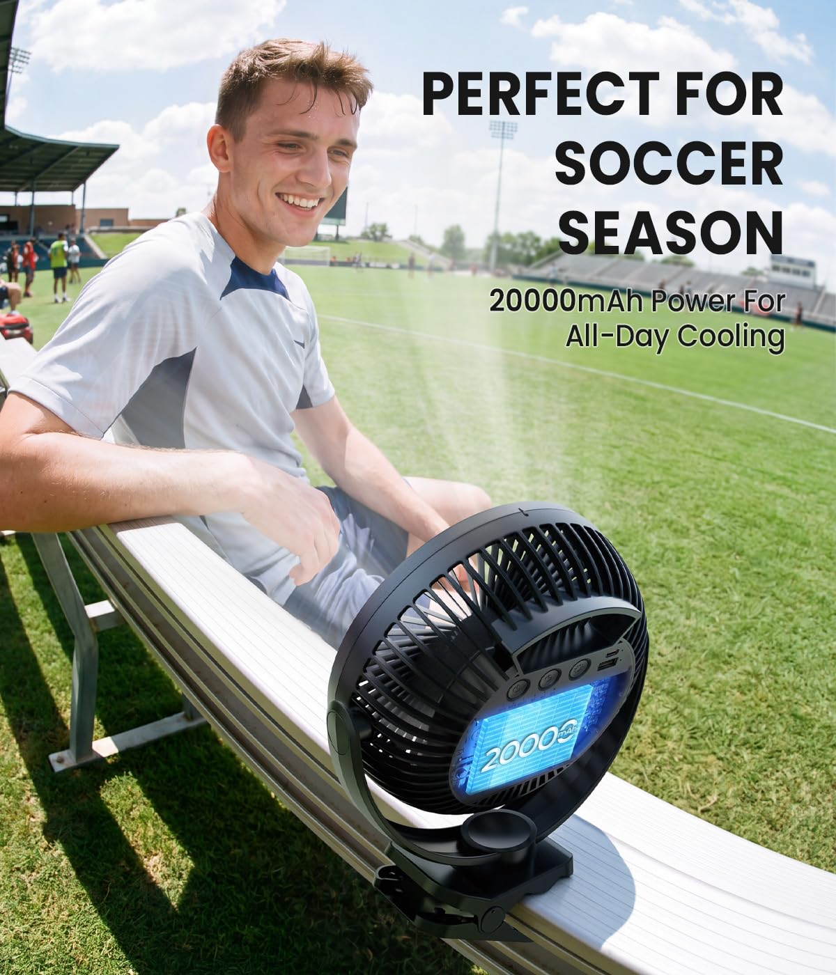 8" Clip on Fan, 20000mAh Rechargeable Fan Battery Portable, Strong Airflow