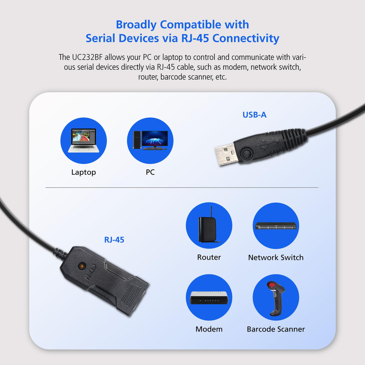 ATEN UC232BF USB to RJ-45 (RS-232) Console Adapter (FTDI/1.2 m)