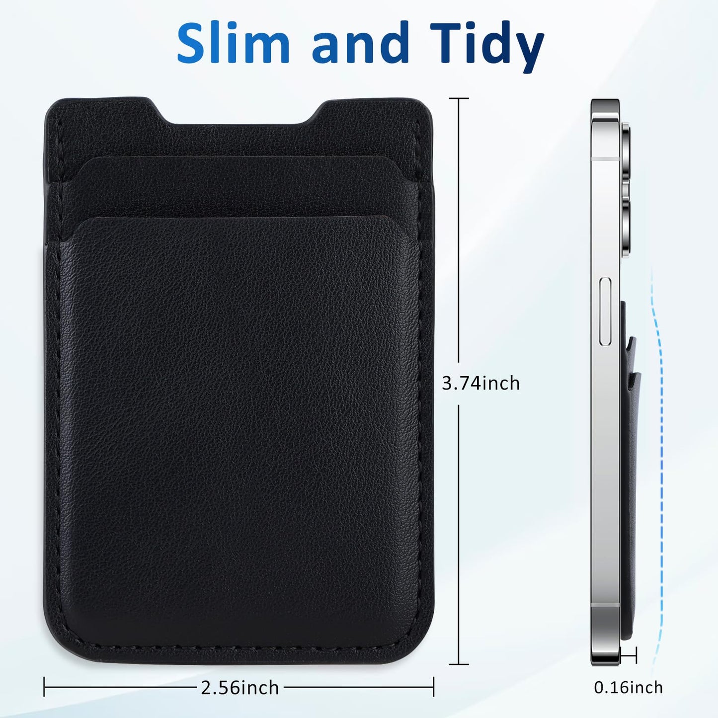 Fulgamo 2Pack Phone Wallet Stick on, Card Holder for Back of Phone Case, Leather Credit Card Holder for Cell Phone Sticky Wallet Double Pocket Sticker