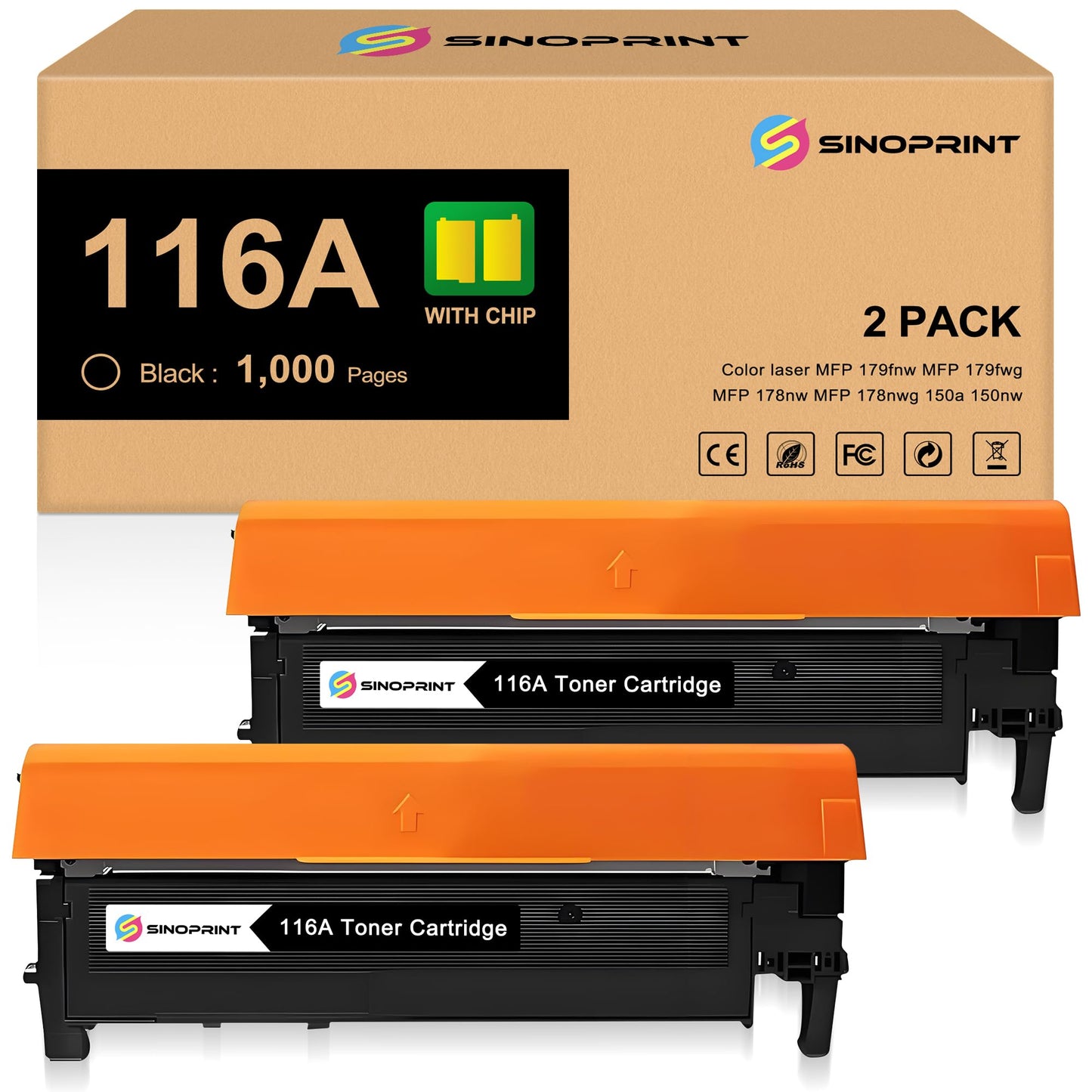 SINOPRINT 116A Compatible Toner Cartridges Replacement for HP 116A Black W2060A for HP Laser MFP 179fnw MFP 178nw 150a 150nw 179 178 150 Printers