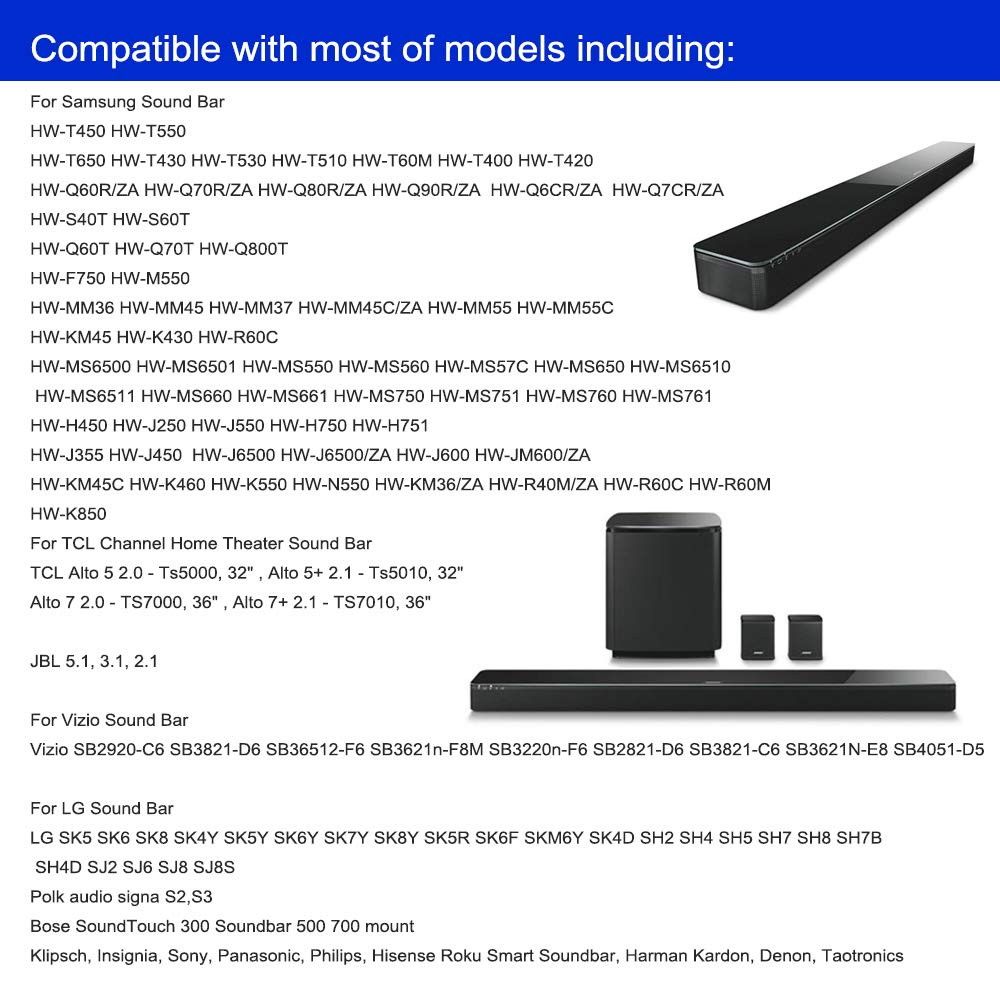 Suixing Sound Bar Mounts Universal Wall Mount Kit Mounting Bracket Compatible Most of Soundbars Wall Mount Brackets with Hardware Kit