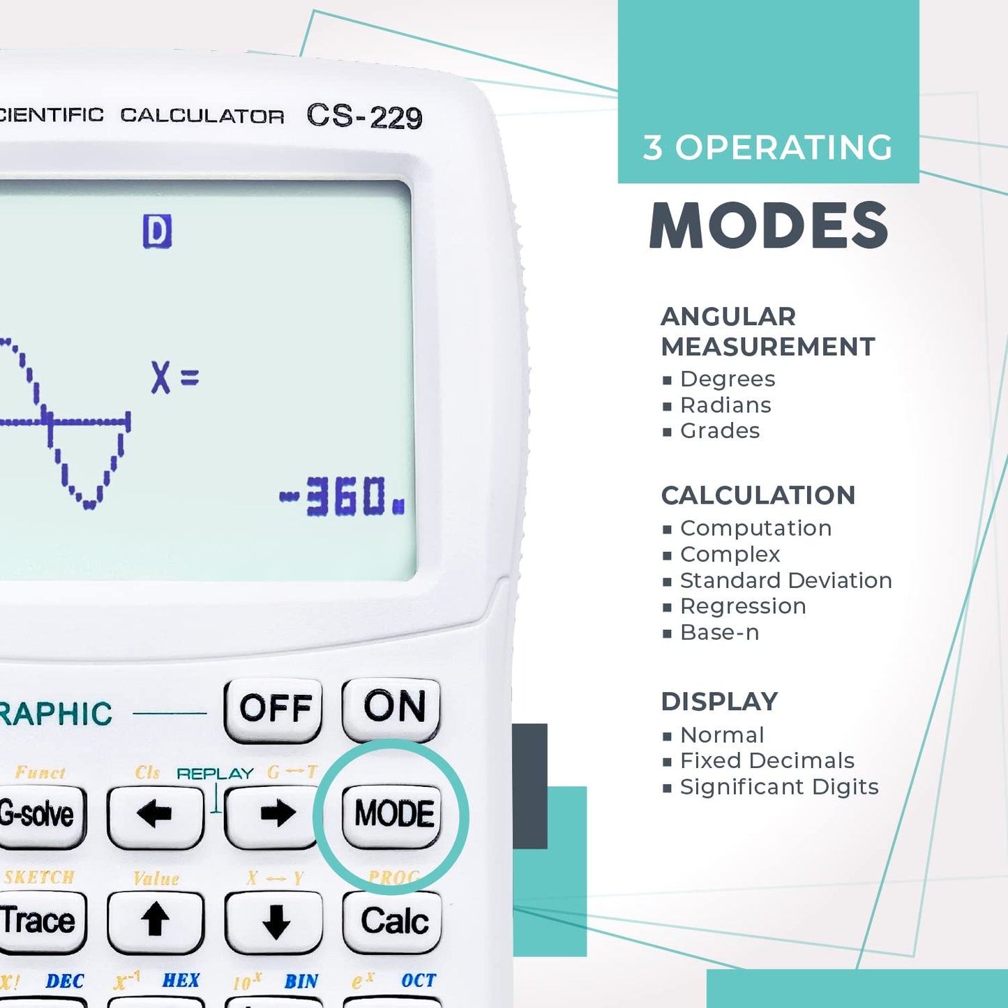 CATIGA Scientific Calculator with Graphic Functions - Multiple Modes with Intuitive Interface - Perfect for Students of Beginner and Advanced Courses