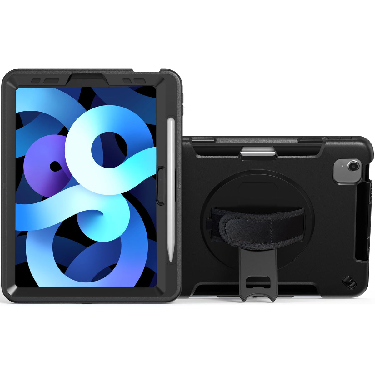 Durable Case for iPad Air 11" 2024 with Built in 360° Rotatable Grip Kickstand - Black - (PAD-PCGKAIR11)