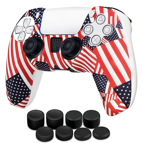 TNP Silicone Case Cover for PS5 Controller - Anti-Slip Silicone Skin Sleeve with 8 Thumb Grips for DualSense Controller - Ergonomic Textured Grip