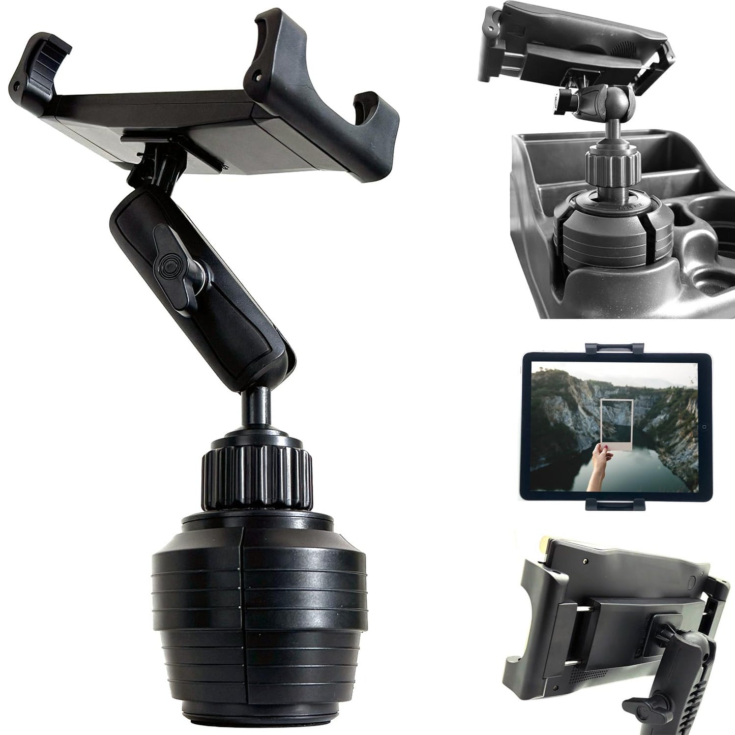 ChargerCity LongNeck Drinks Car Semi Truck Cup Holder Mount for Tablets & Phones - iPad Pro 12.9 10.5 9.7 Air Mini, Galaxy Tab, iPhone 14 15 16 17 Air