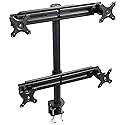 MonMount Quad Up to 27-Inch Screens Monitor Mount Stand Clamp Style, Black (LCD-2040B)