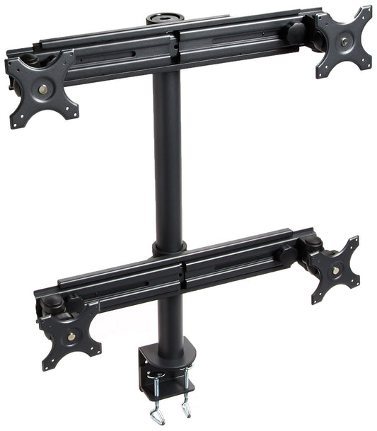 MonMount Quad Up to 27-Inch Screens Monitor Mount Stand Clamp Style, Black (LCD-2040B)
