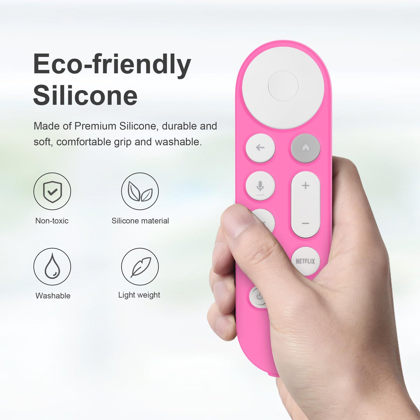 JCMOYUTY Glow Remote Cover Replacement for Google TV Streamer 4K Control, Silicone Case (Hot Pink)