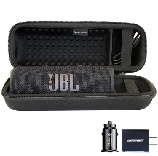 Signature Series Accessory Bundle for JBL Flip 6 Portable Bluetooth Speaker | Includes Signature Series Shockproof EVA Hard Case with Wall and Car
