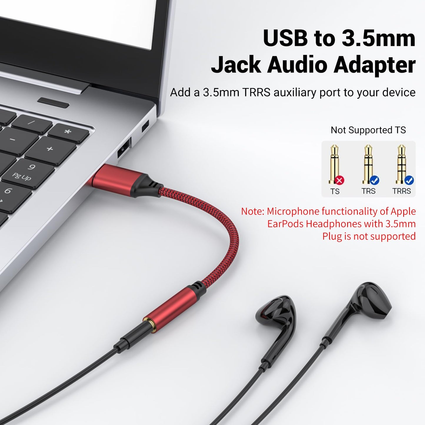 USB to Aux External Sound Card.Aux to USB,USB to 3.5mm Jack Audio Adapter,USB to 3.5mm TRRS Female Headset