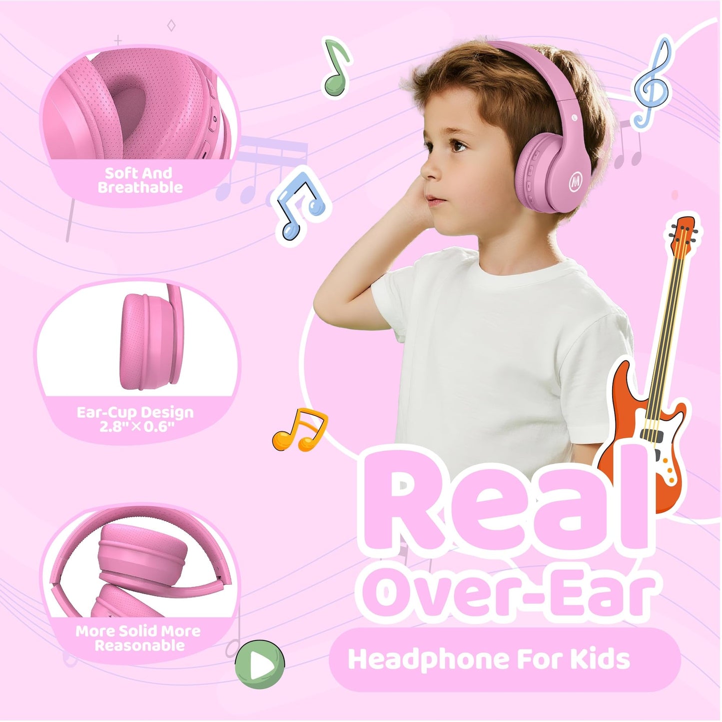 Mokata Headphones Kids Bluetooth 5.4 Wireless Play Time 68H Safe Volume Limit 85/94dB Over-Ear Foldable Headset,Fast Charging,with Aux Cord Built-in…