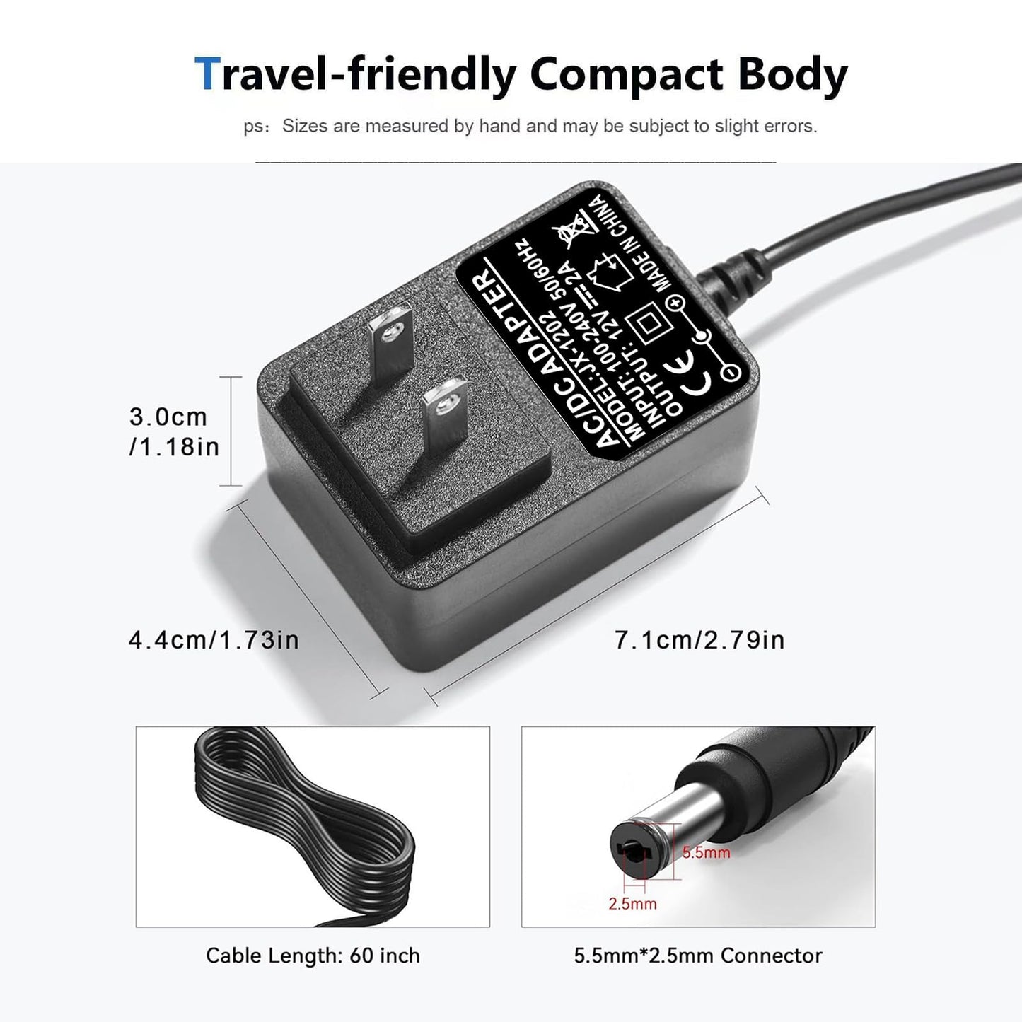 12V DC Adapter Power Cord fit for Theragun Liv, ONN 16” 20" 30" 37" ONN Sound Bar Speaker, ONB18SB001, Onn 22" 100002487 24" ONA18HO015 100002480…