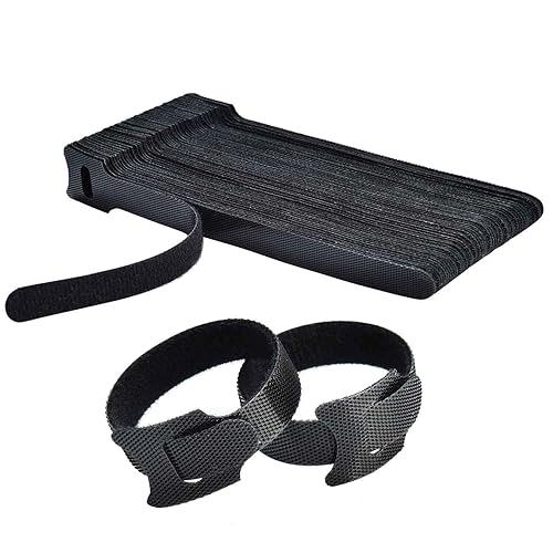 HMROPE 60PCS Fastening Cable Ties Reusable, Premium 6-Inch Adjustable Cord Ties, Microfiber Cloth Cable Management Straps Hook Loop Cord Organizer