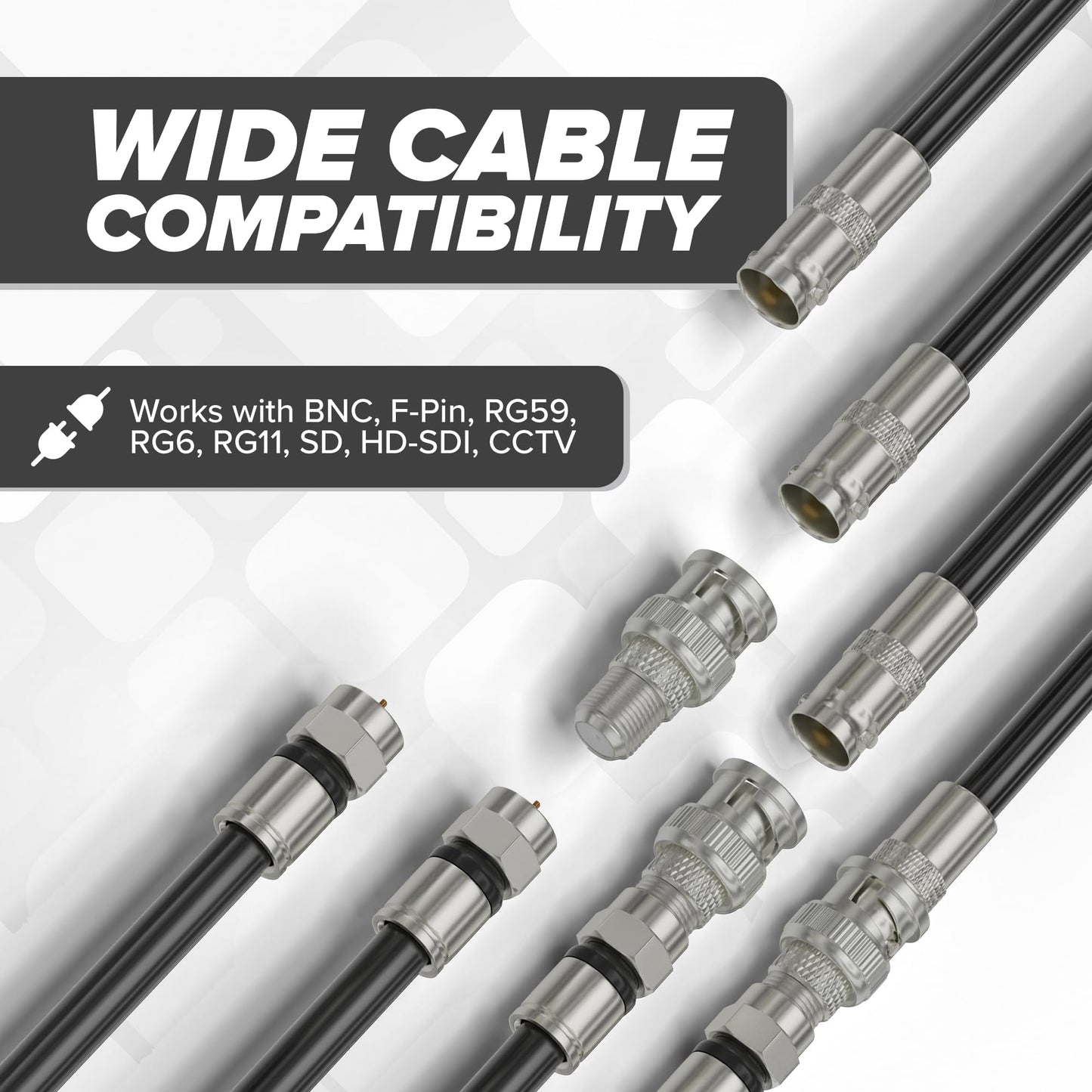 THE CIMPLE CO - RF (F81) to BNC Adapters for Coaxial Cables - BNC Male to Female F-Pin Connectors, Adapters, and Couplers for RG11, RG6, RG59, RG58