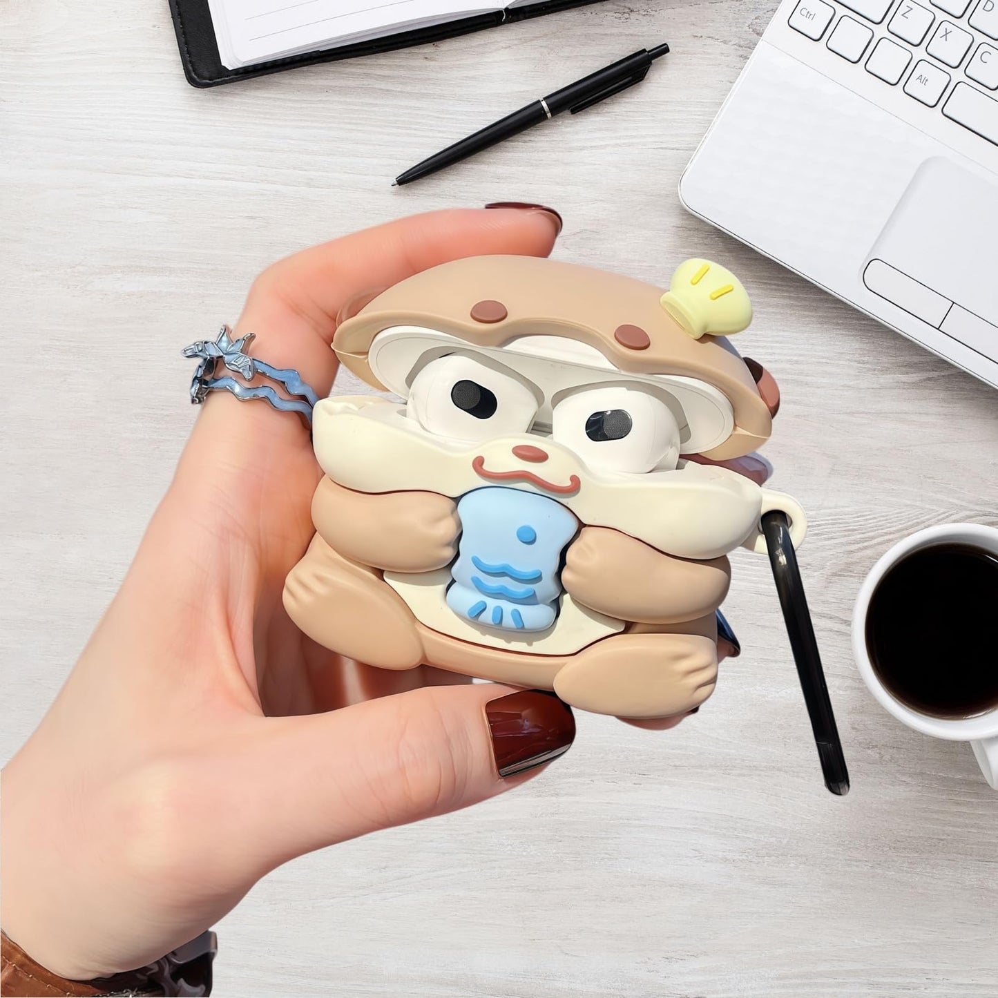 Rertnocnf Case Compatible with AirPods Pro 3 2025, Cute Kawaii Otter Design Case Cover, Portable Soft Silicone Wireless Charging Earphone Shockproof