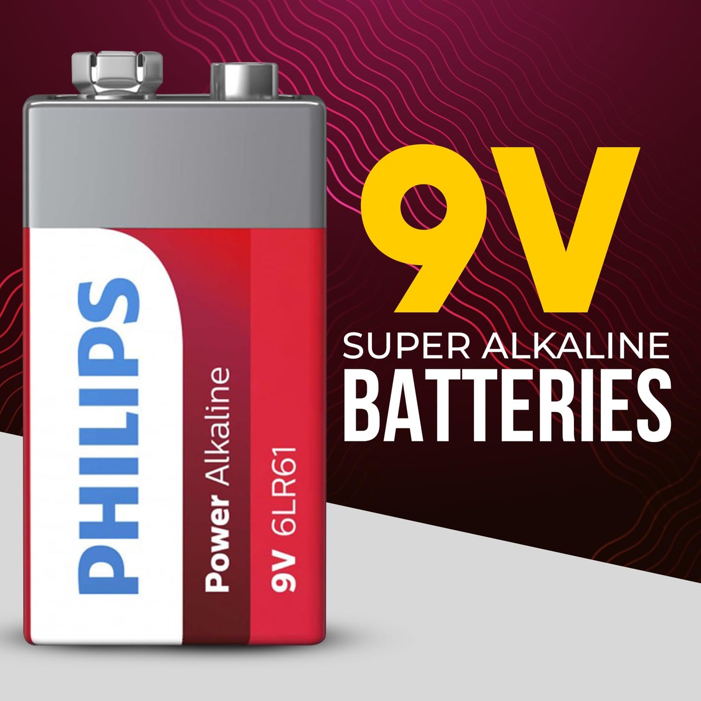 PHILIPS 9V Batteries - Power Alkaline 9 Volt Battery 4 Pack, Long Lasting Power Up to 5 Years in Storage, 9v Batteries Leak Proof Design, All Purpose…