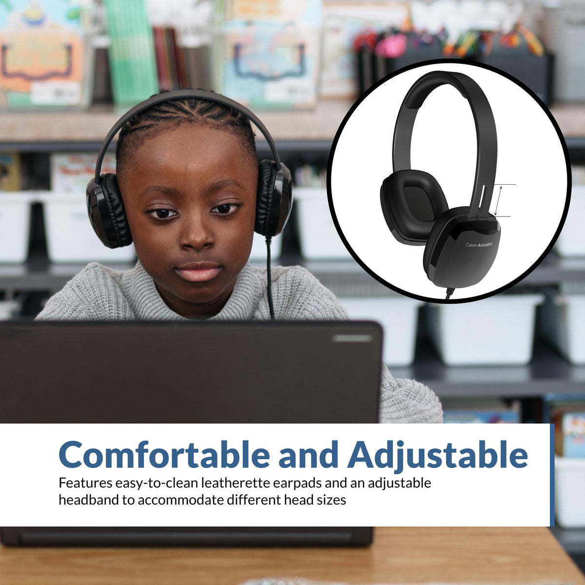 Cyber Acoustics ACM-6005 USB-A Headphones with Reinforced TuffCord