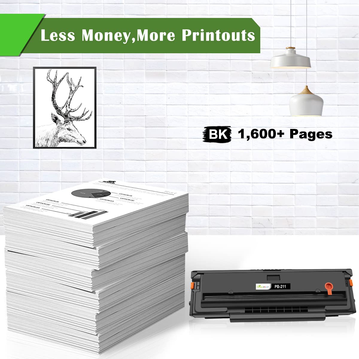 GREENPRINT PB211 PB-211EV Toner Cartridge Compatible for PB-211 PB 211 PB 211EV 1600 Pages Black Work with M6552NW M6602NW M6500NW M6550NW M6600NW