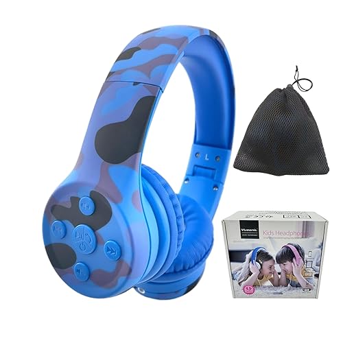 YUSONIC Toddler Headphones Wireless,Kids camo Bluetooth Headphones, 5 Button Easy Use, 93db Foldable with Built-in Mic for Cell Phones TV Tablet…