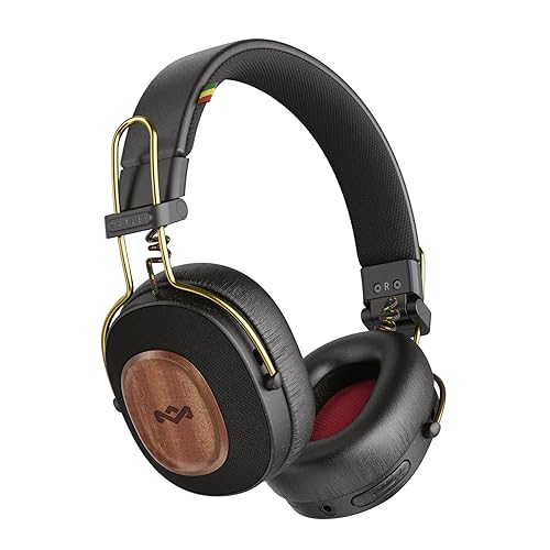 House of Marley Positive Vibration Riddim On-Ear Headphones, 50-Hour Playtime, Quick Charge, Crystal Clear Calls, Sustainable Bamboo (Rasta)
