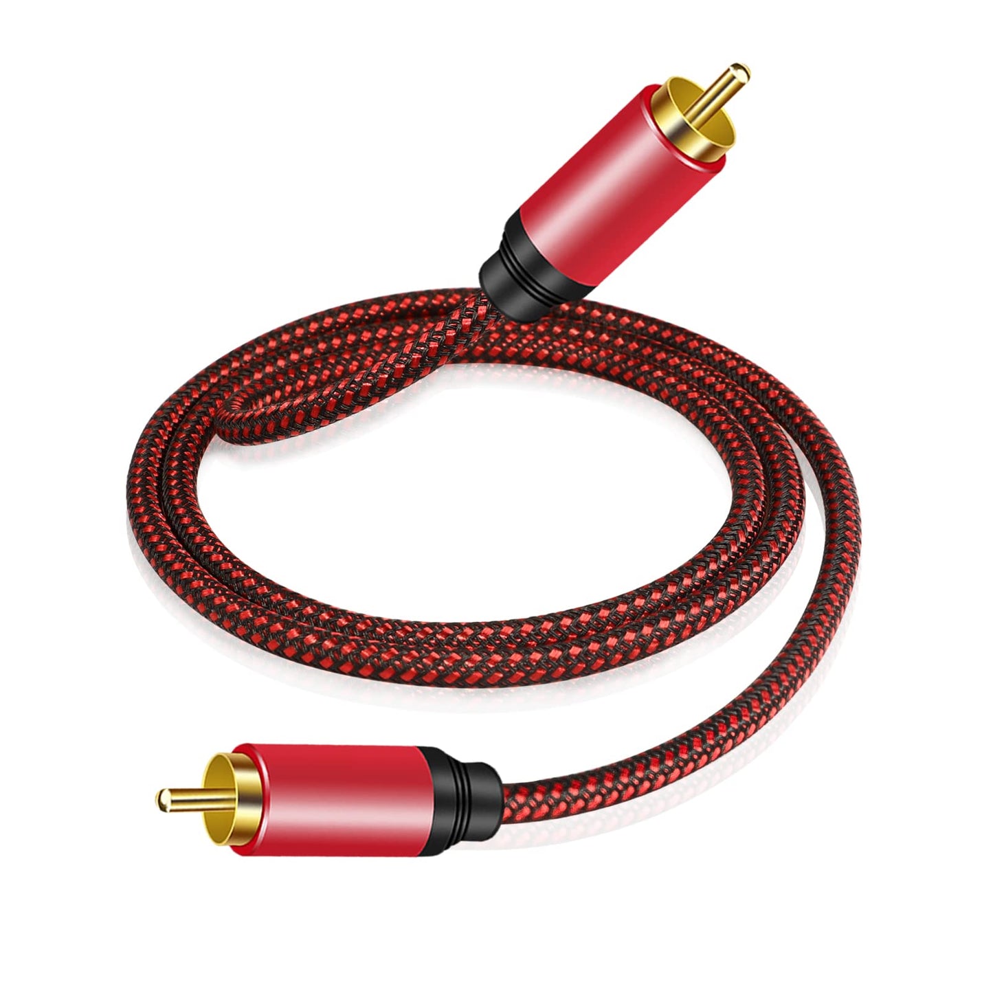 Tiierzon Digital Coaxial Audio Cable 25ft,1RCA Male to 1RCA Male Subwoofer Cable Nylon Braided RCA Video Cable for Subwoofer, Home Theater, HDTV
