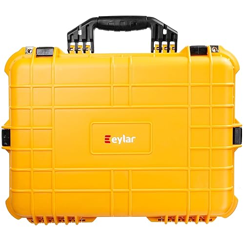 Eylar Large 20 Inch Protective Camera Case Water and Shock Proof With Foam (Yellow)
