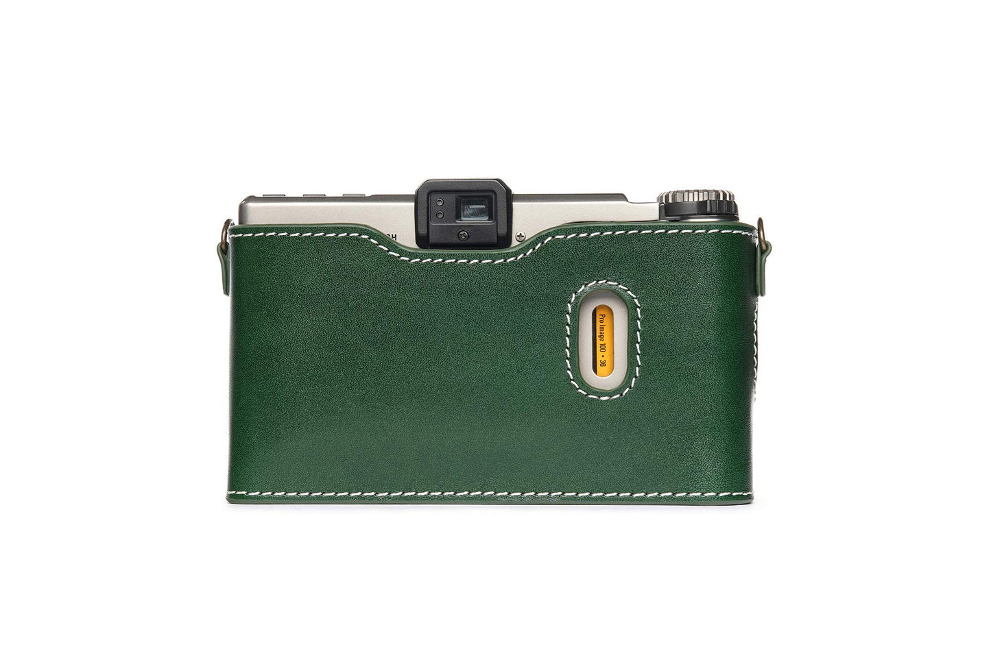 Leica Minilux Case, BolinUS Handmade Genuine Real Leather Half Camera Case Bag Cover for Leica Minilux/Minilux Zoom Camera with Hand Strap (Green)