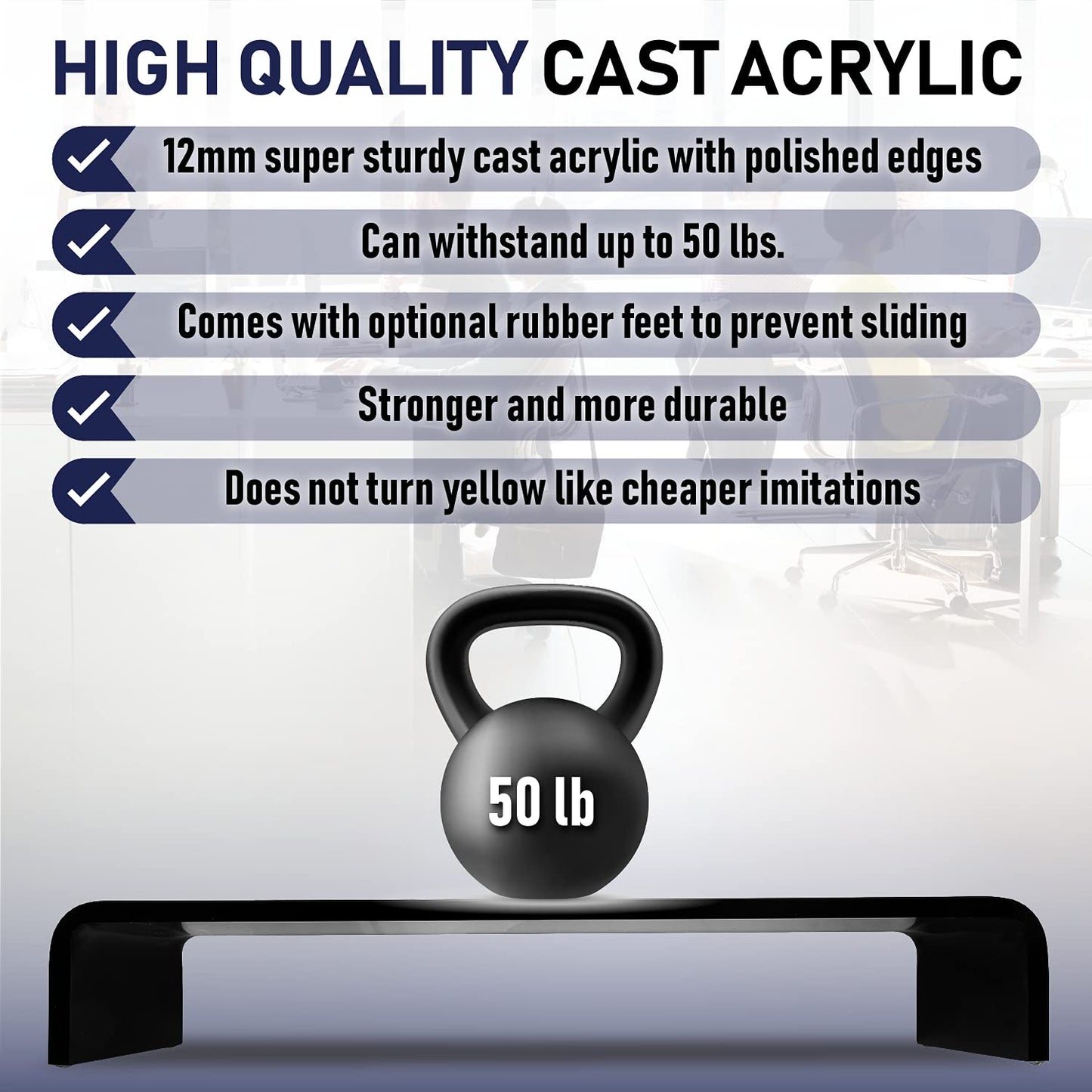Acrylic Monitor Stand with Matching Pen Holder, 12mm Thick Clear Acrylic Monitor Riser, Laptop Stand for Home, Office, and Work. Computer Desk Riser